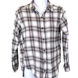 Abound Flannel White Black Plaid XS NWOT